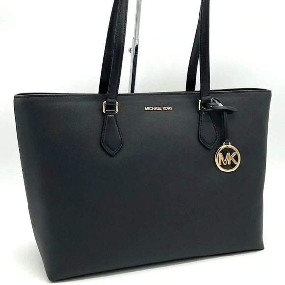 Michael Kors Bag Large Sheila Mf Tote Bag Black/Gold - Picture 3 of 11